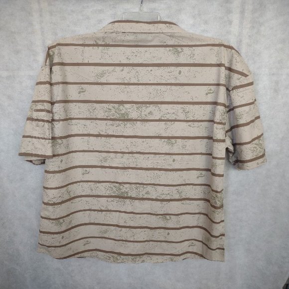 New Fly Society Tan Striped Button Up Shirt Size 5X - Picture 2 of 6